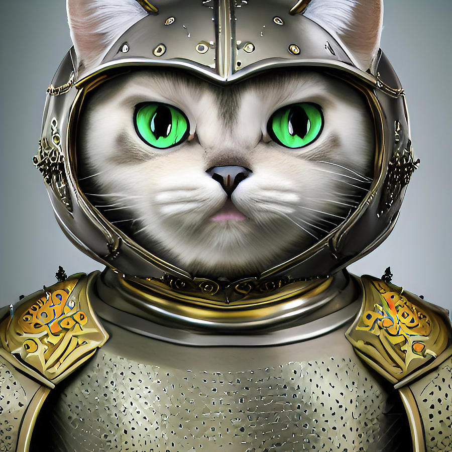 Knight Digital Art - Cute Cat Knight 01 by Matthias Hauser