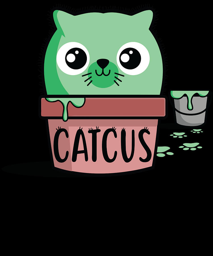 Cute Catcus design Gift for Cat Lovers Digital Art by Art Frikiland - Pixels