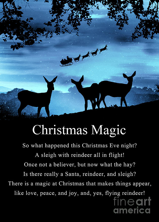 Cute Christmas Holiday Cute Deer and Santa Poem for Xmas Photograph by Stephanie Laird