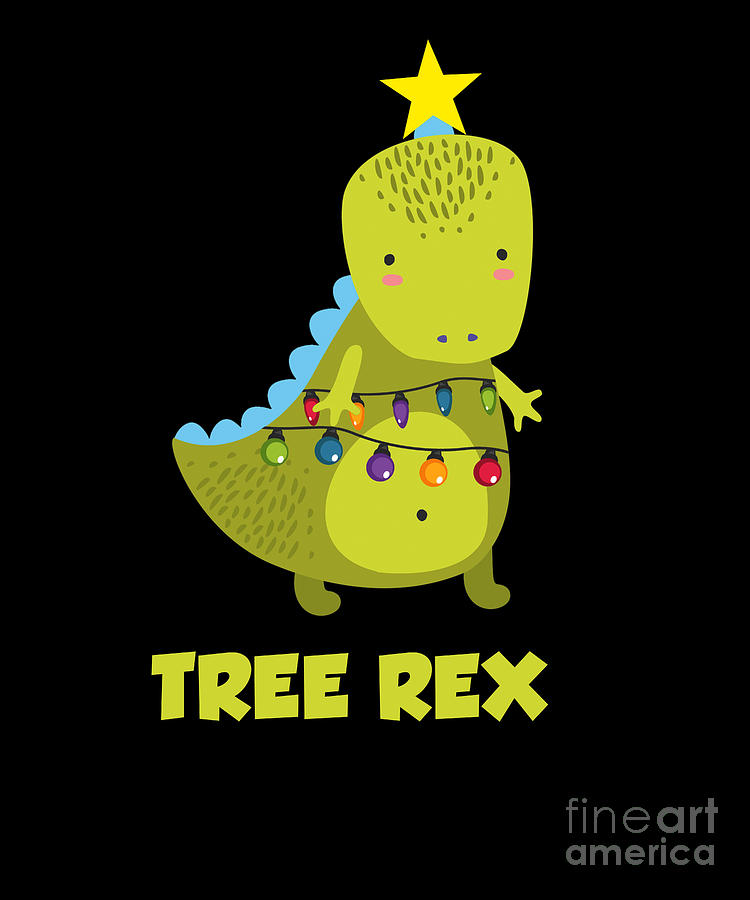 Cute Christmas Tree Rex Dinosaur Dino Tyrannosaurus Rex Xmas Digital ...