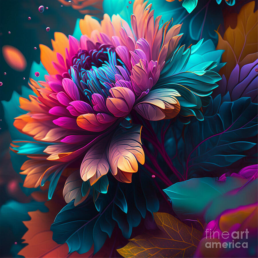 Cute Colorful Romantic Rose Flower Digital Art