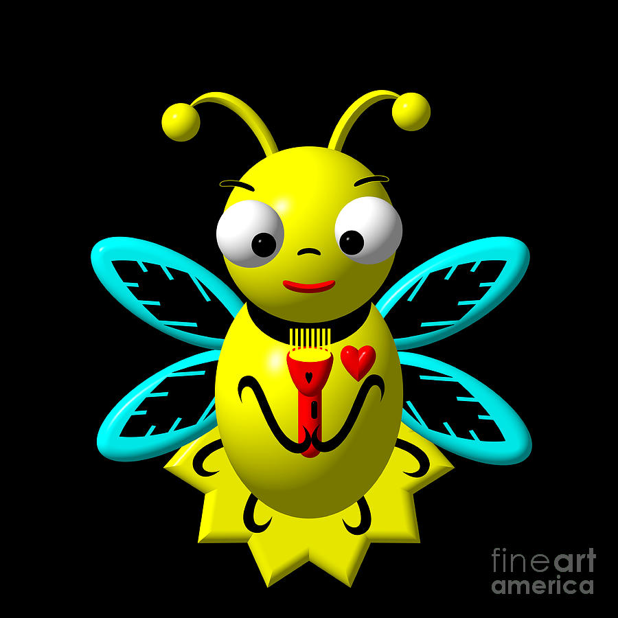 Cute Critter With Heart Firefly And Flashlight Digital Art by Rose Santuci-Sofranko