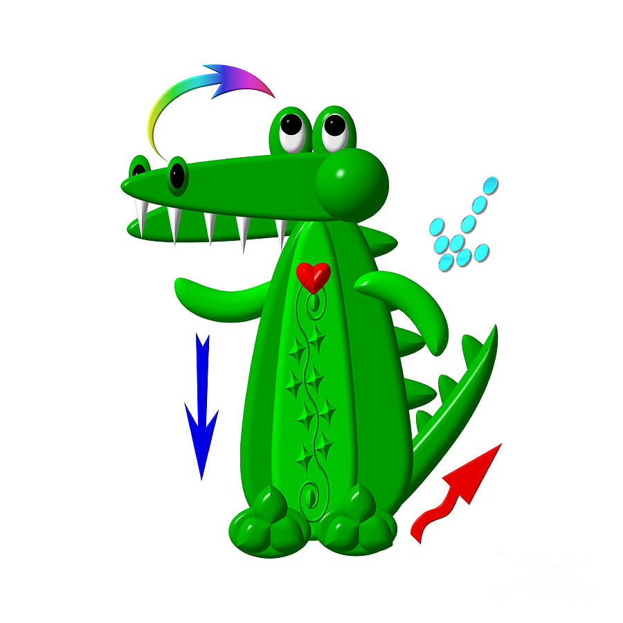Cute Critters With Heart Alligator And Arrows Digital Art by Rose Santuci-Sofranko