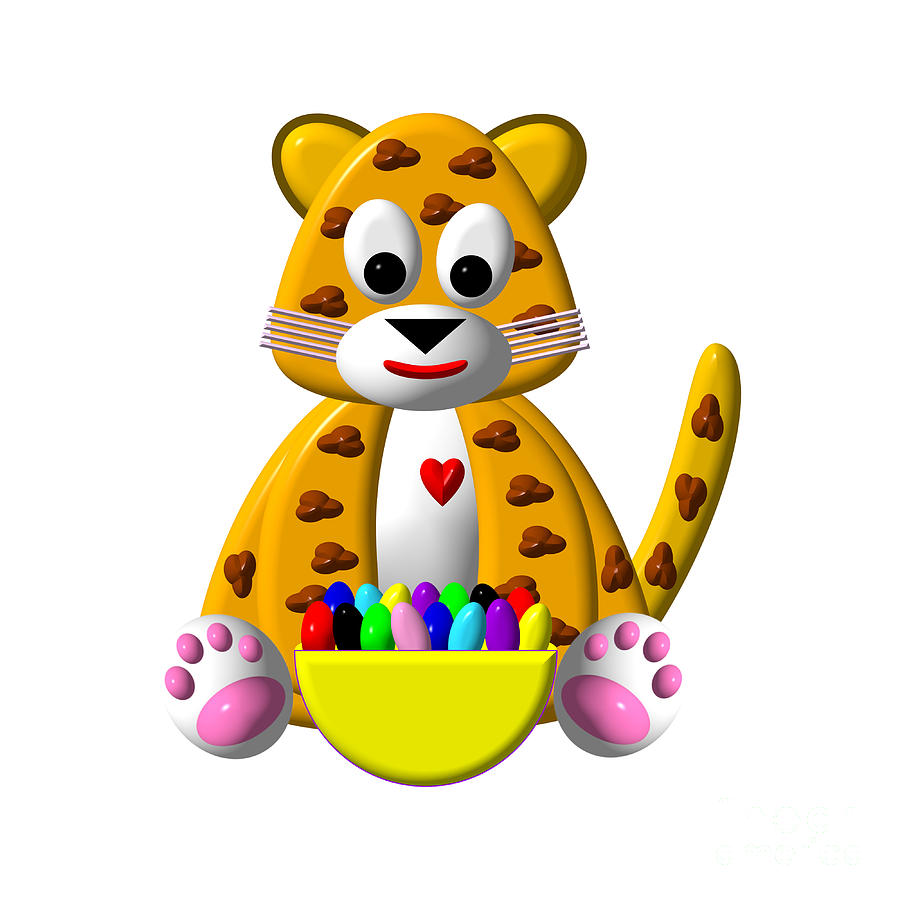 Cute Critters With Heart Jaguar And Jellybeans Digital Art