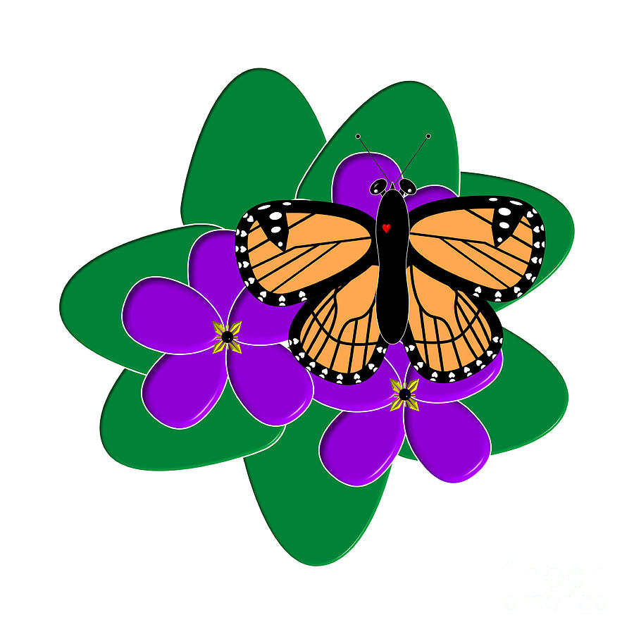 Butterfly Digital Art - Cute Critters With Heart Viceroy on Violets by Rose Santuci-Sofranko