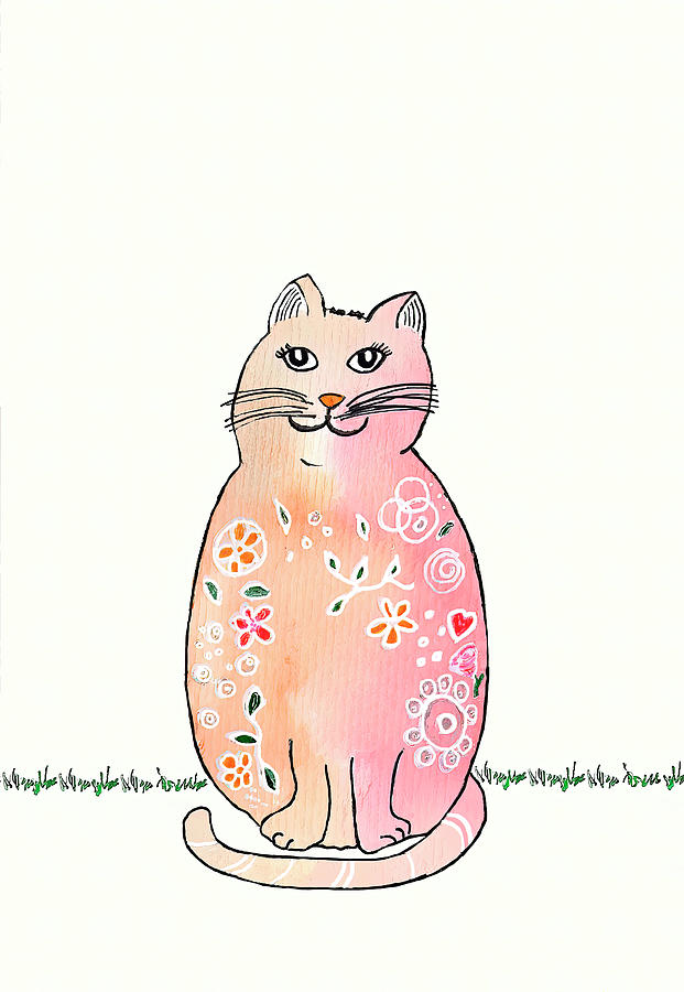 Cute Decorated Cat Painting by Deborah League