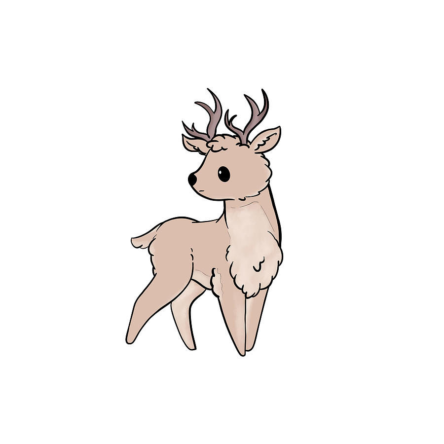 Cute Deer cartoon Digital Art by Andrea - Fine Art America