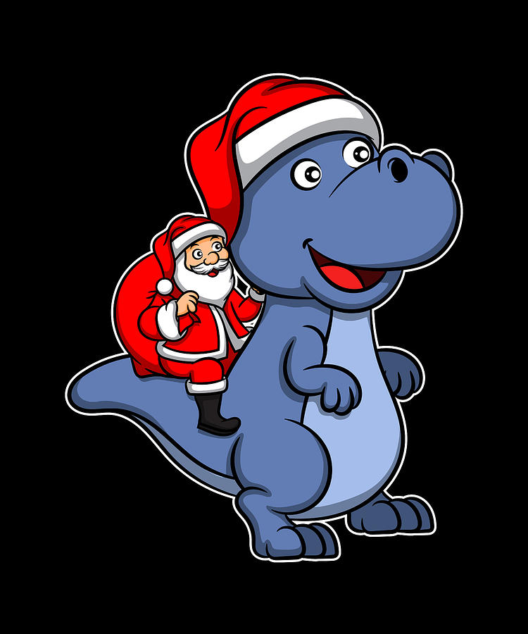 Cute Dinosaur Santa Claus Christmas Gift Birthday Digital Art by Tom ...