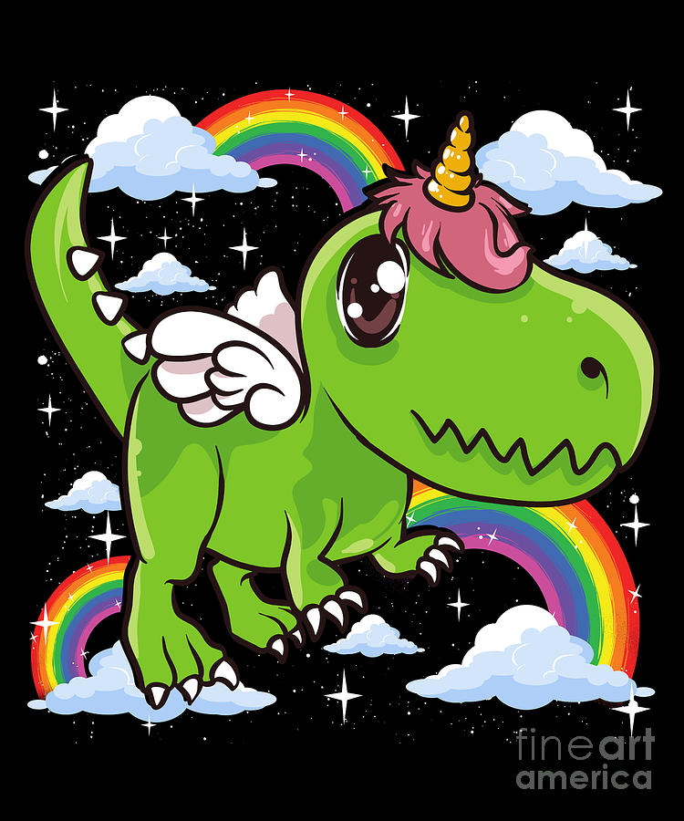 Cute Dinosaur Unicorn Unisaur Mythical Animal Digital Art by The ...