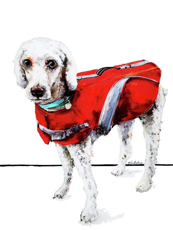 Cute Dog In Doggie Life Preserver Painting