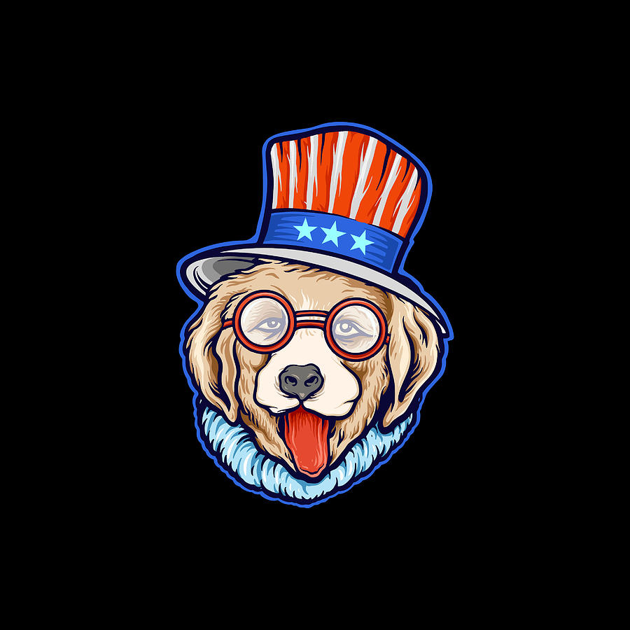 Cute Dog With American Hat Digital Art by Sambel Pedes