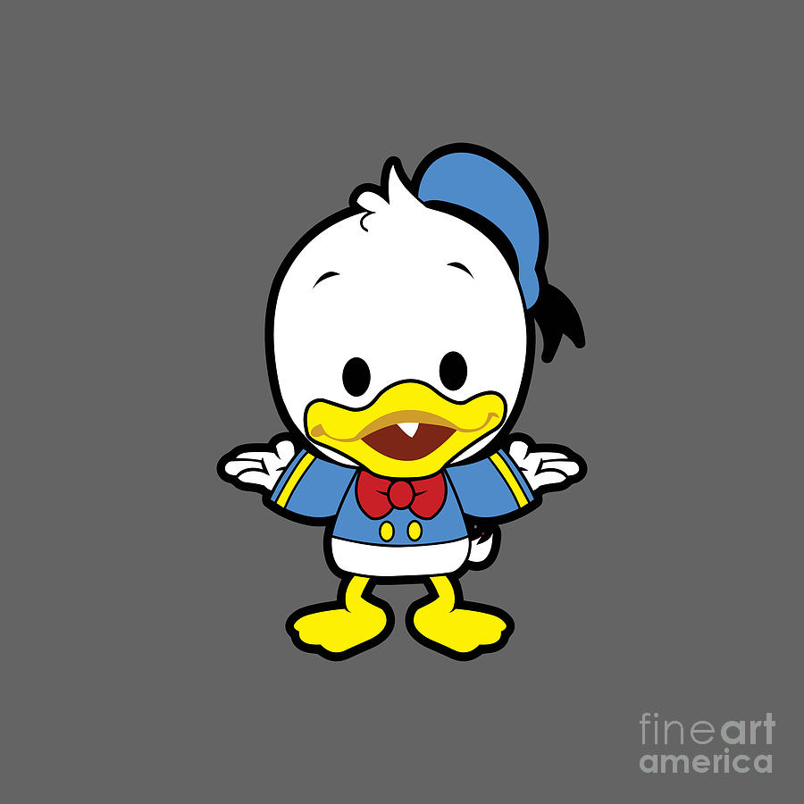 Disney Customized Artist Sketch - 2 Character - Donald Duck with Daisy Duck  Under Umbrella