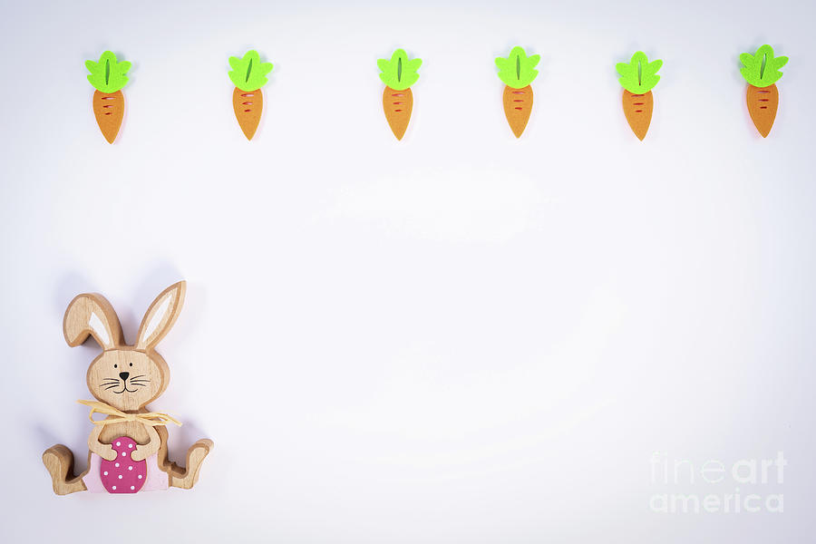 Cute Easter pattern with carrots and Easter bunny Photograph by Mendelex Photography