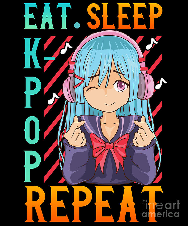 Kawaii Anime Korean K-Pop & Drama Gifts Cute & Funny Eat Sleep K-Drama Repeat K-Pop Korean Anime Throw Pillow 16x16 Multicolor 