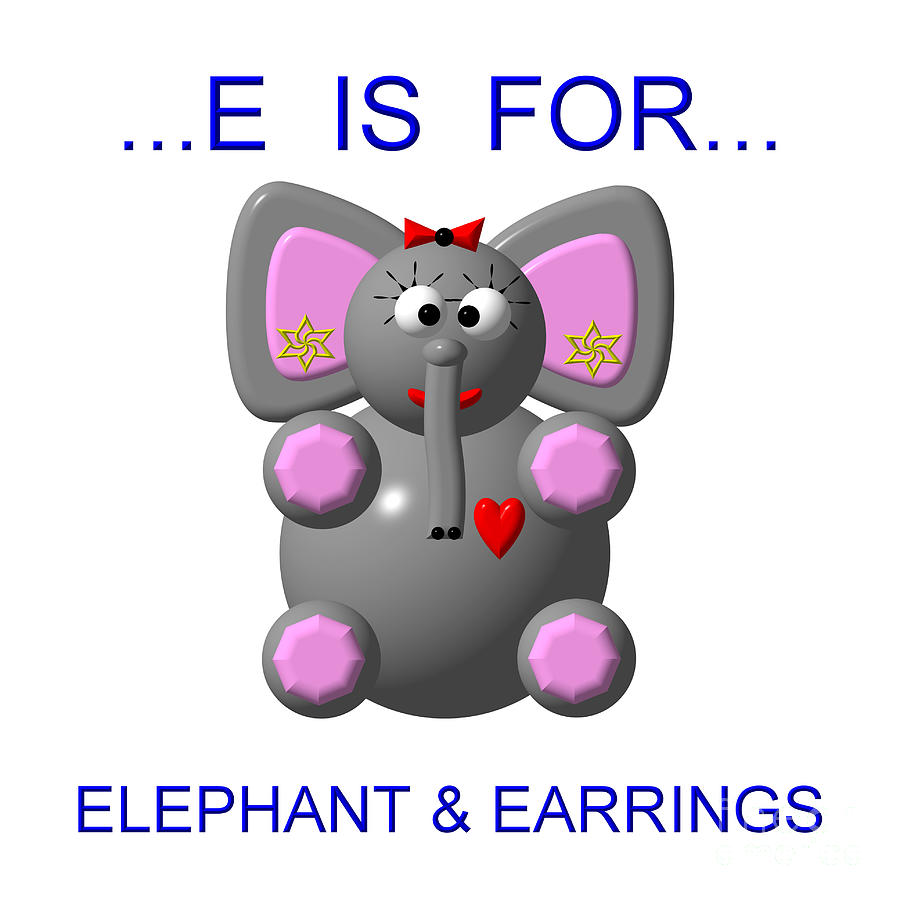 Cute Elephant wearing Earrings Digital Art by Rose Santuci-Sofranko