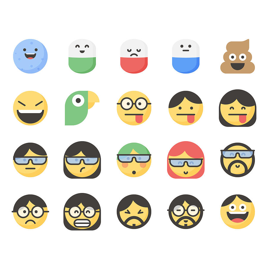 Cute emoticons set 14 Drawing by Calvindexter