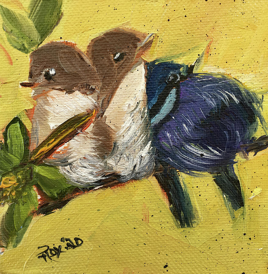 Cute Fairy Wrens Painting by Roxy Rich