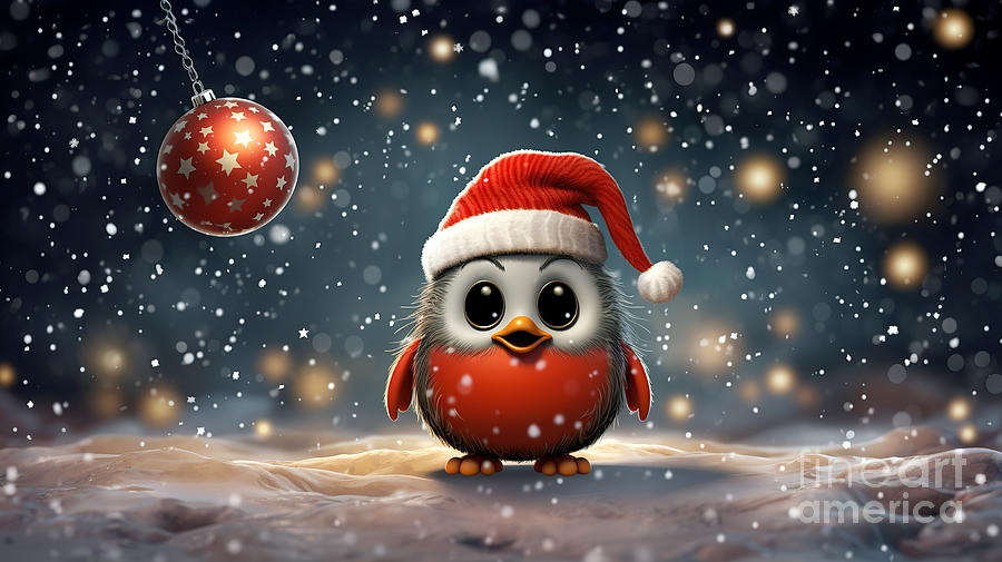 Cute figure Christmas greeting card Digital Art by Odon Czintos