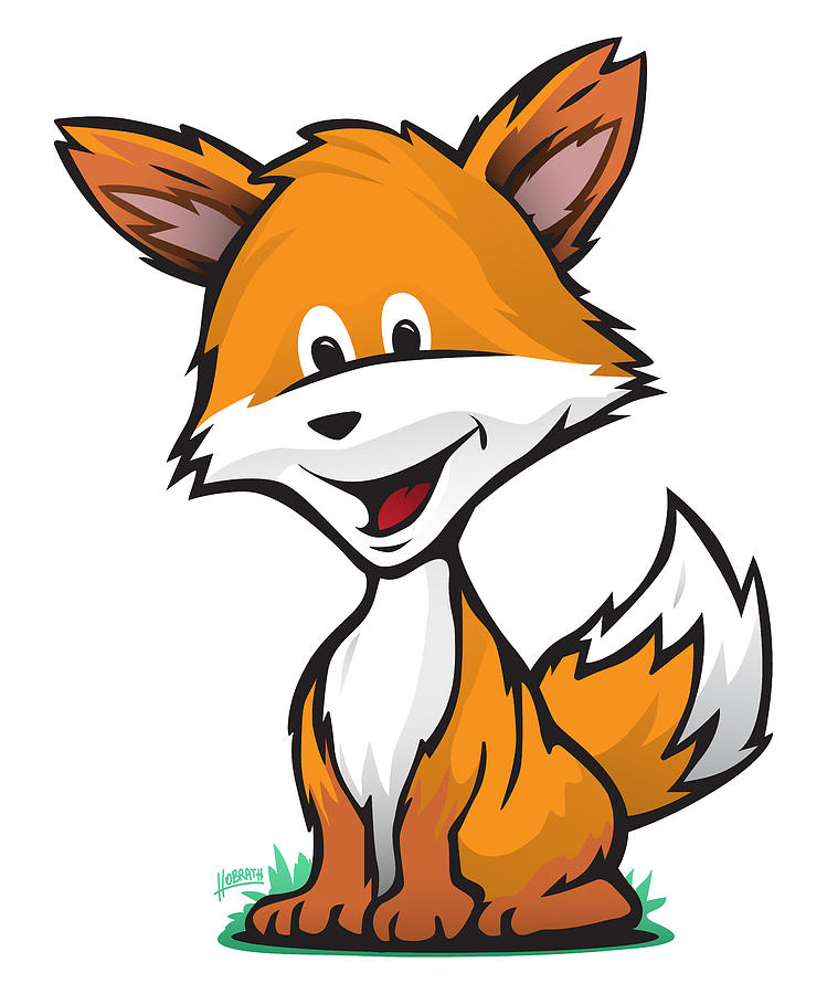 Cute Fox Cartoon Illustration Digital Art by Jeff Hobrath - Fine Art America
