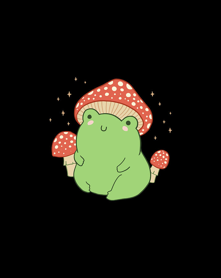 Cute Frog Mushroom Hat Cottagecore Aesthetic Drawing by Hai Trieu Koh
