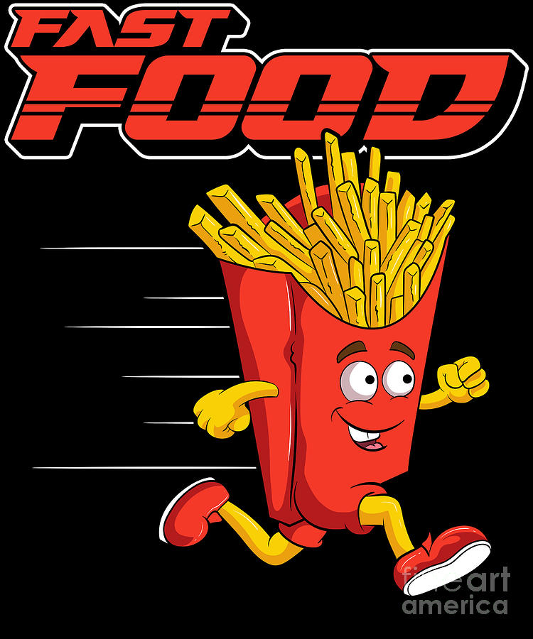 Cute Funny Fast Food Running French Fries Punny Digital Art by The Perfect  Presents - Pixels