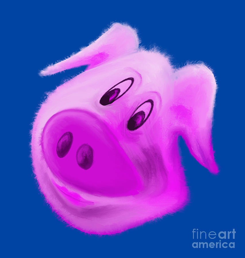 Cute Funny Good Luck Piggy Digital Art by Iris Richardson - Fine Art ...