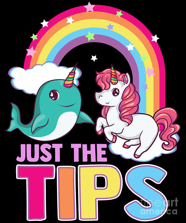 Cute Funny Just The Tips Narwhal Unicorn Naughty Digital Art by The Perfect  Presents - Pixels
