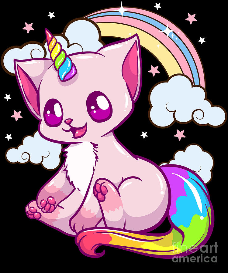 Cute Funny Unicorn Cat Rainbow Kitty Unicorn Digital Art by The ...