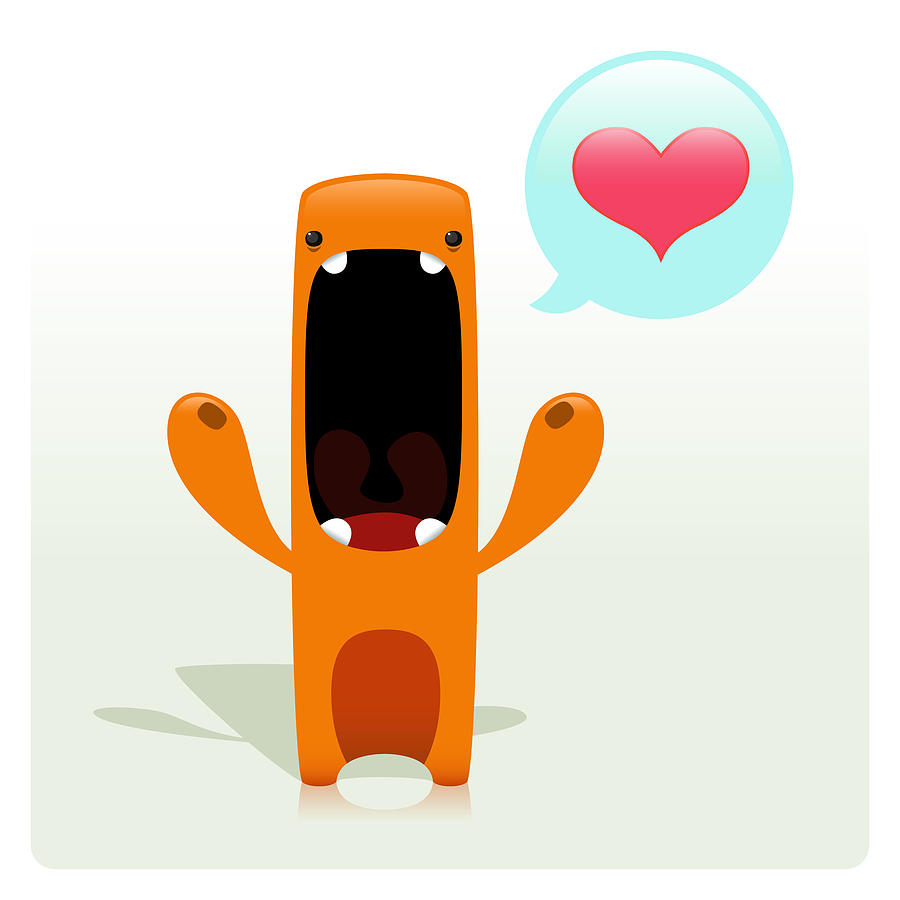 Cute Funny Vector Character Screaming with Love Drawing by 4khz