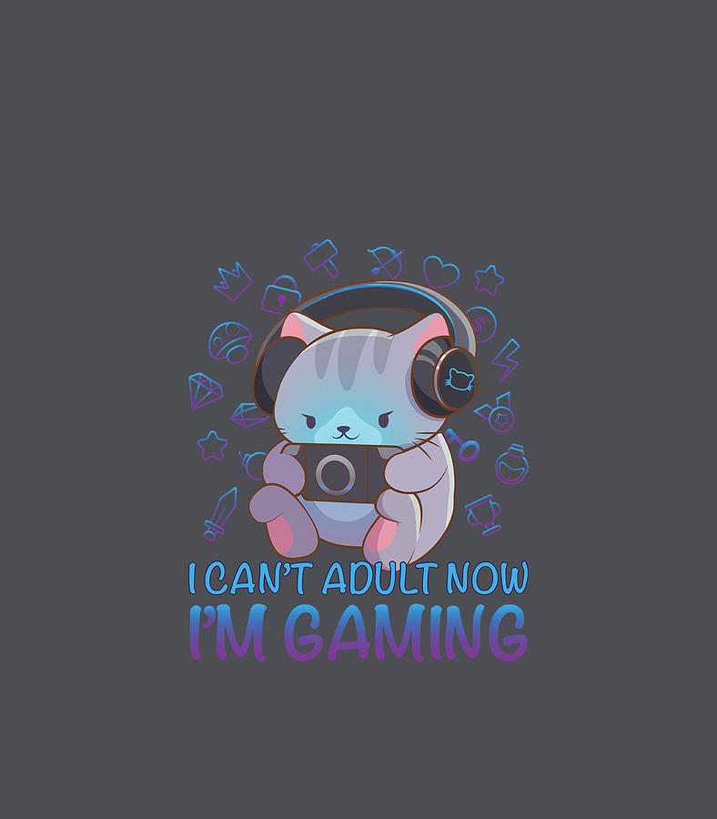 Cute Gaming Cat Art for Gamers Kawaii Video Game Digital Art by Stephz ...