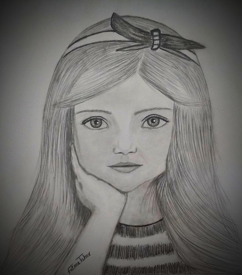 Cute girl Drawing by Fatma Taher | Fine Art America