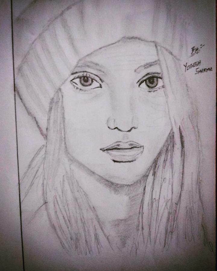 Cute Girl Drawing by Yogesh Sharma - Fine Art America