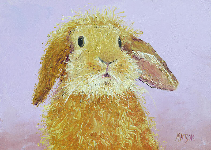 Cute golden rabbit painting Painting by Jan Matson