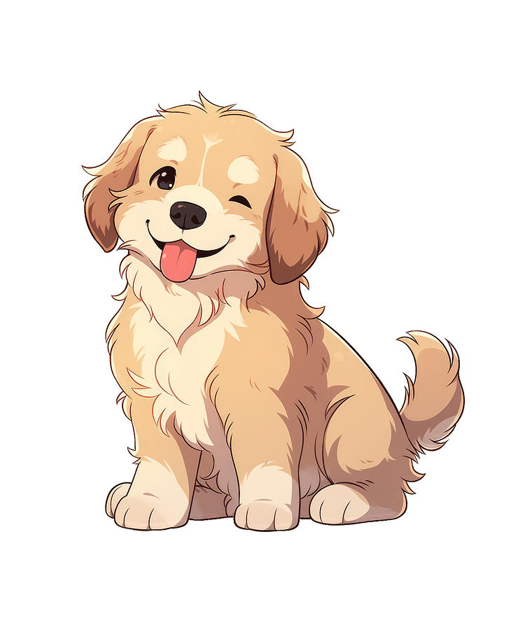 Cute Golden Retriever Winking Digital Art by SundayDonuts - Fine Art ...