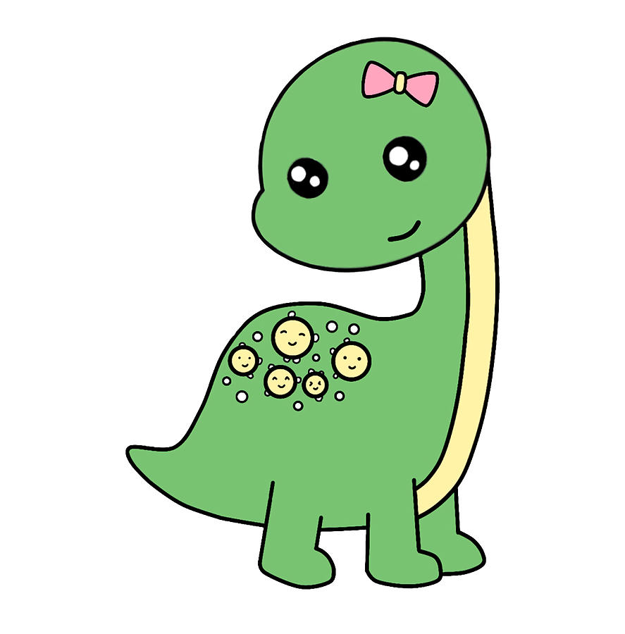 Cute Green Dinosaur Sticker Poster tumblr Painting by Joe Taylor - Pixels