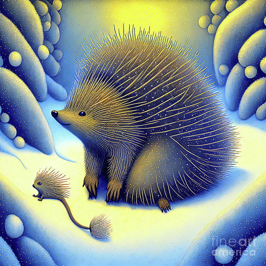 Cute Hedgehog with Baby Digital Art by Elisabeth Lucas - Pixels