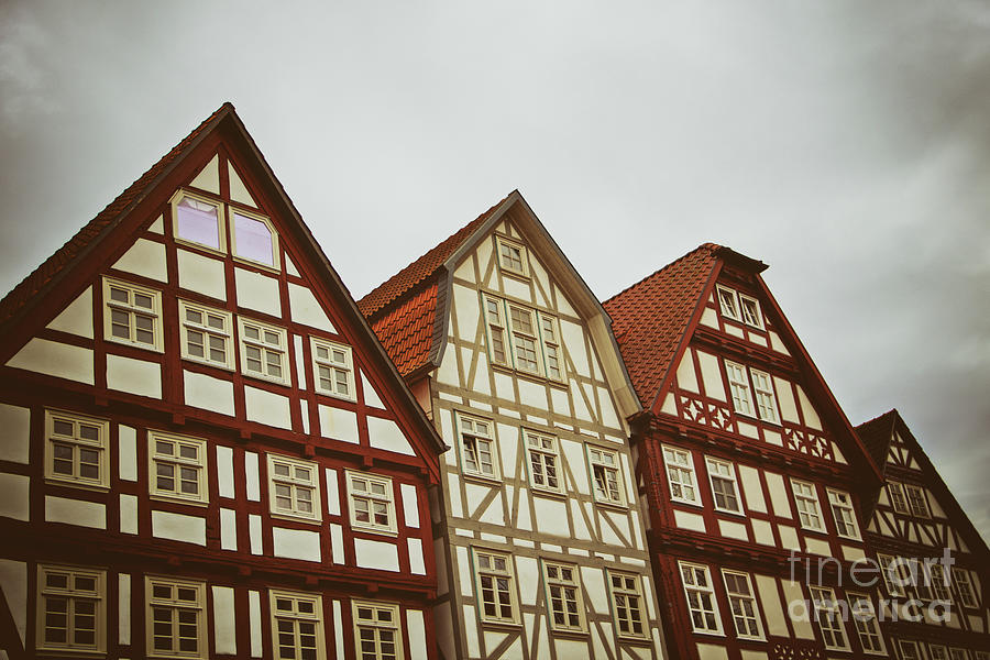 Cute historical half-timbered houses in Melsungen, Germany Photograph by Mendelex Photography