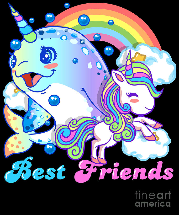 Cute Horned Narwhal And Unicorn Best Friends Digital Art by The Perfect  Presents - Pixels