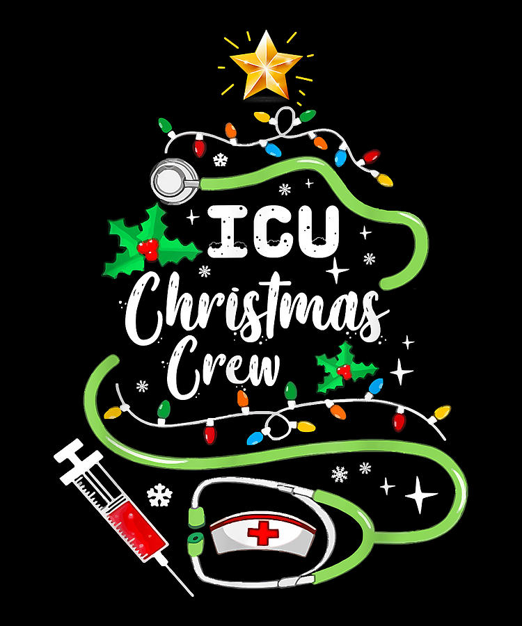 Cute Icu Nurse Christmas Crew Intensive Care Unit Nursing Tree Retro ...