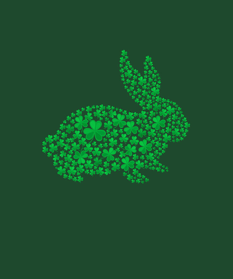 Cute Irish Shamrock Bunny Funny Easter St Patrick_s Day Digital Art by ...