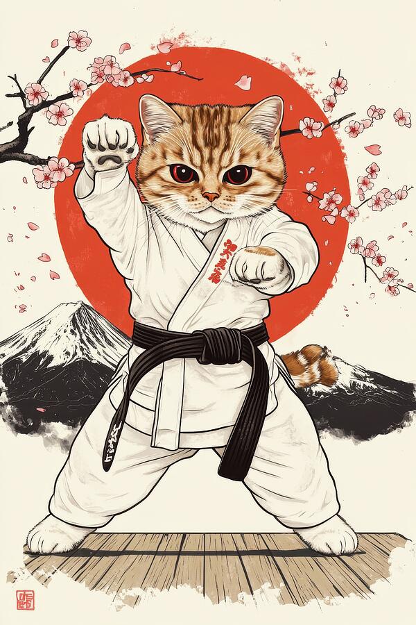 Cute Karate Cat - Warrior Spirit Digital Art by Matthias Hauser Cute Karate Cat - Warrior Spirit Digital Art by Matthias Hauser