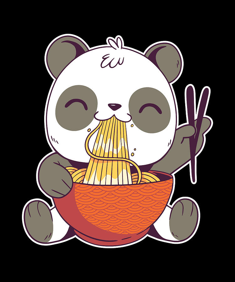Multicolor Cool Panda & Noodle Lovers Gift Throw Pillow Cute Funny Kawaii Panda Eating Noodles Designs Panda Eating Ramen 16x16 