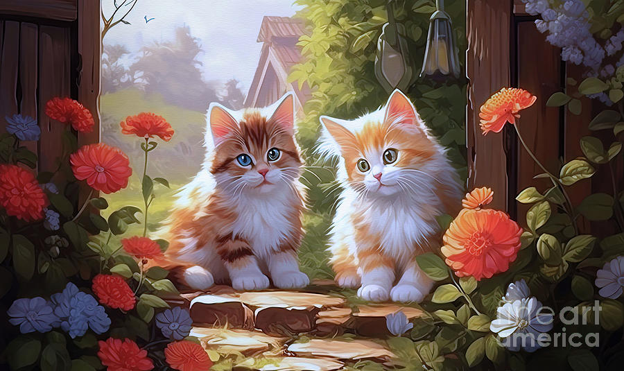 Cute Kittens Digital Art by Elaine Manley