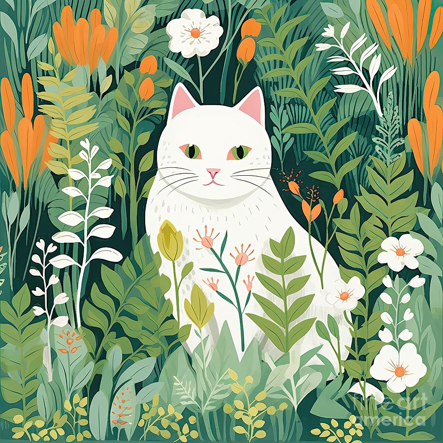 Cute Kitty In The Meadow Digital Art by Simone Edward Artwork - Fine ...