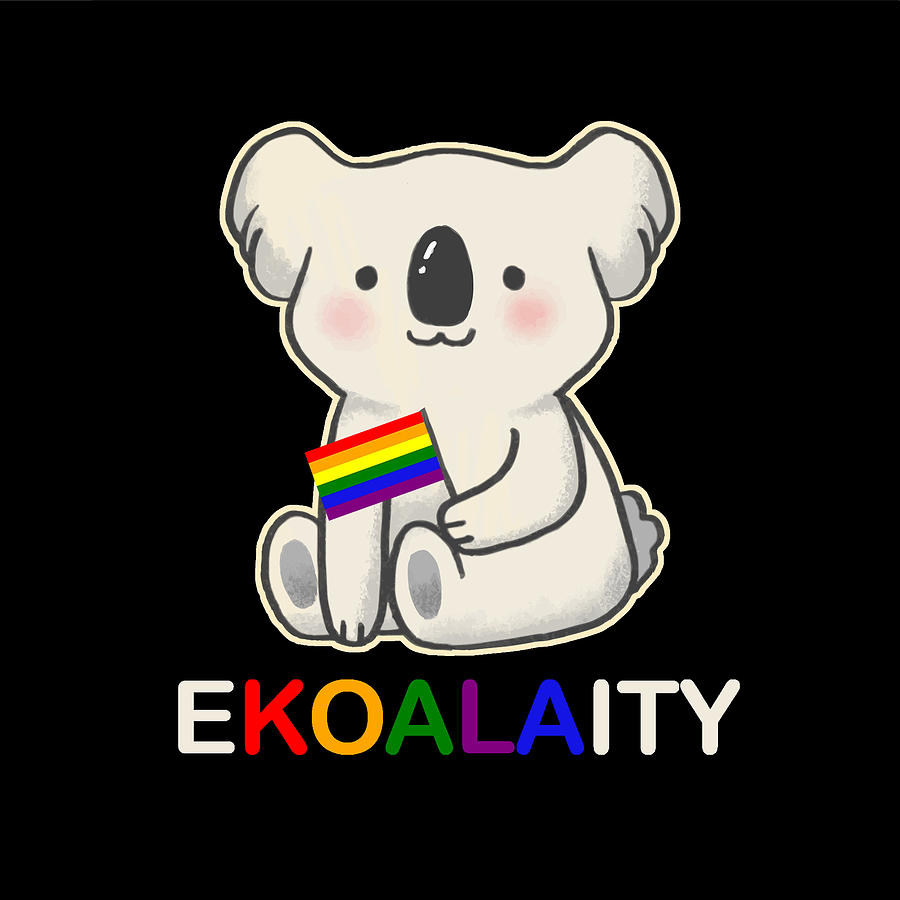 Cute Koala Rainbow Flag Gay Pride Shirt Men Women Kids Gift Short-Sleeve Unisex T-Shirt Painting by Tony Rubino