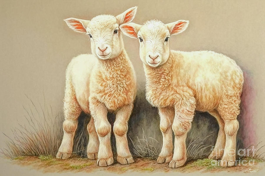 Cute Lambs Digital Art by Jutta Maria Pusl