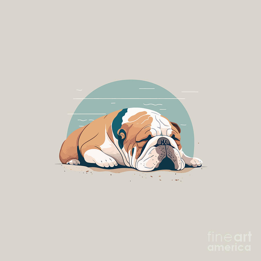 Cute Lazy Bulldog Digital Art