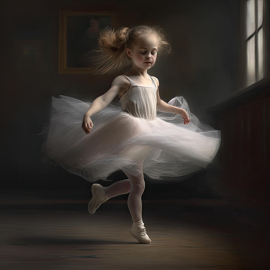 Swan Painting - Cute little ballerina by My Head Cinema