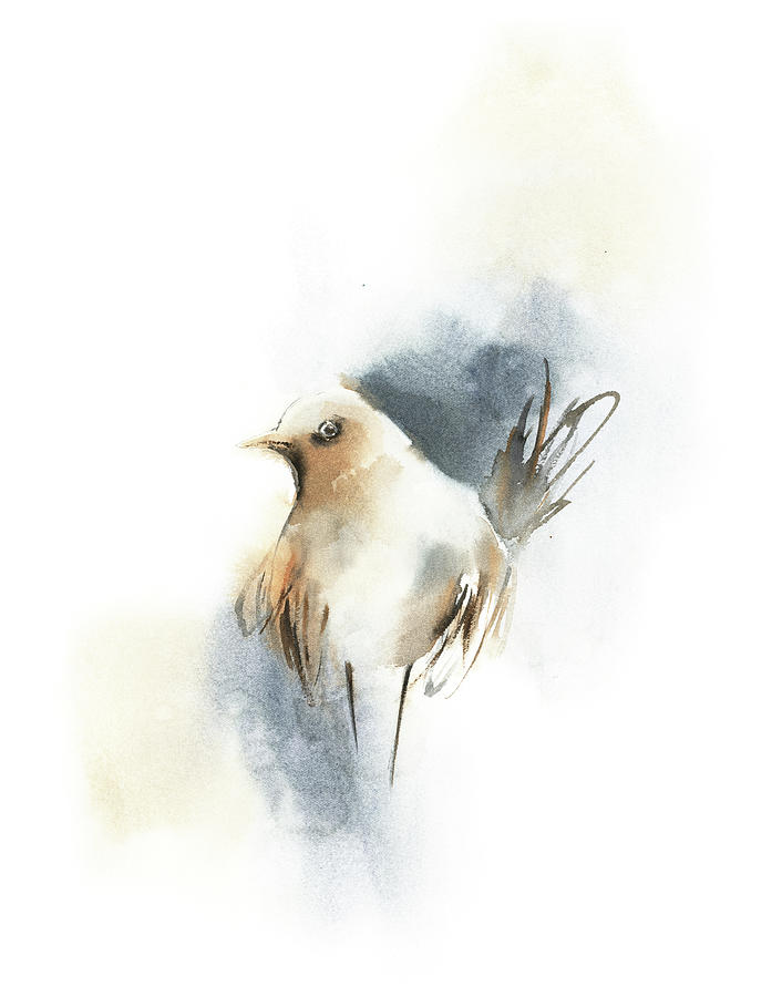 Bird Painting - Cute Little Bird by Sophia Rodionov