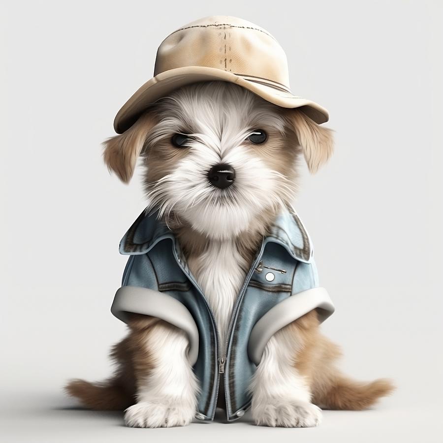 Dog Digital Art - Cute little dog by Solenia Lazzaro